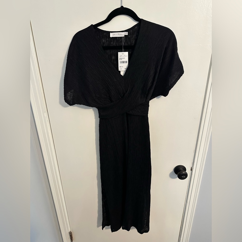 All in Favor Black Midi Dress